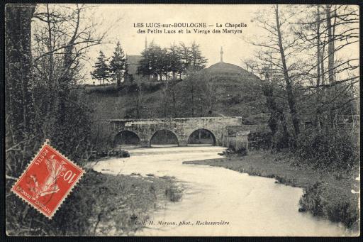 La chapelle des Petits-Lucs, la Vierge des martyrs et le pont sur la Boulogne.